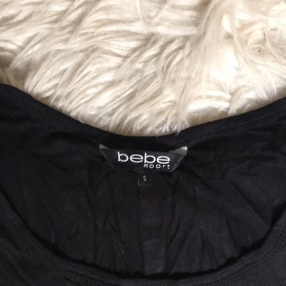 Bebe Sport Women’s black tank top w/mesh ruffle - Picture 3 of 8